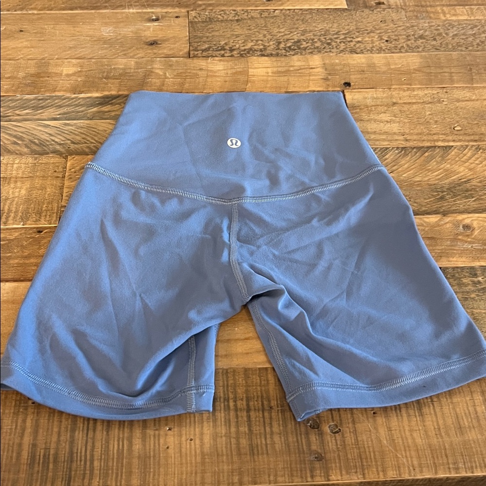 Gently worn a few times, gray blue Lululemon biker shorts size 0.